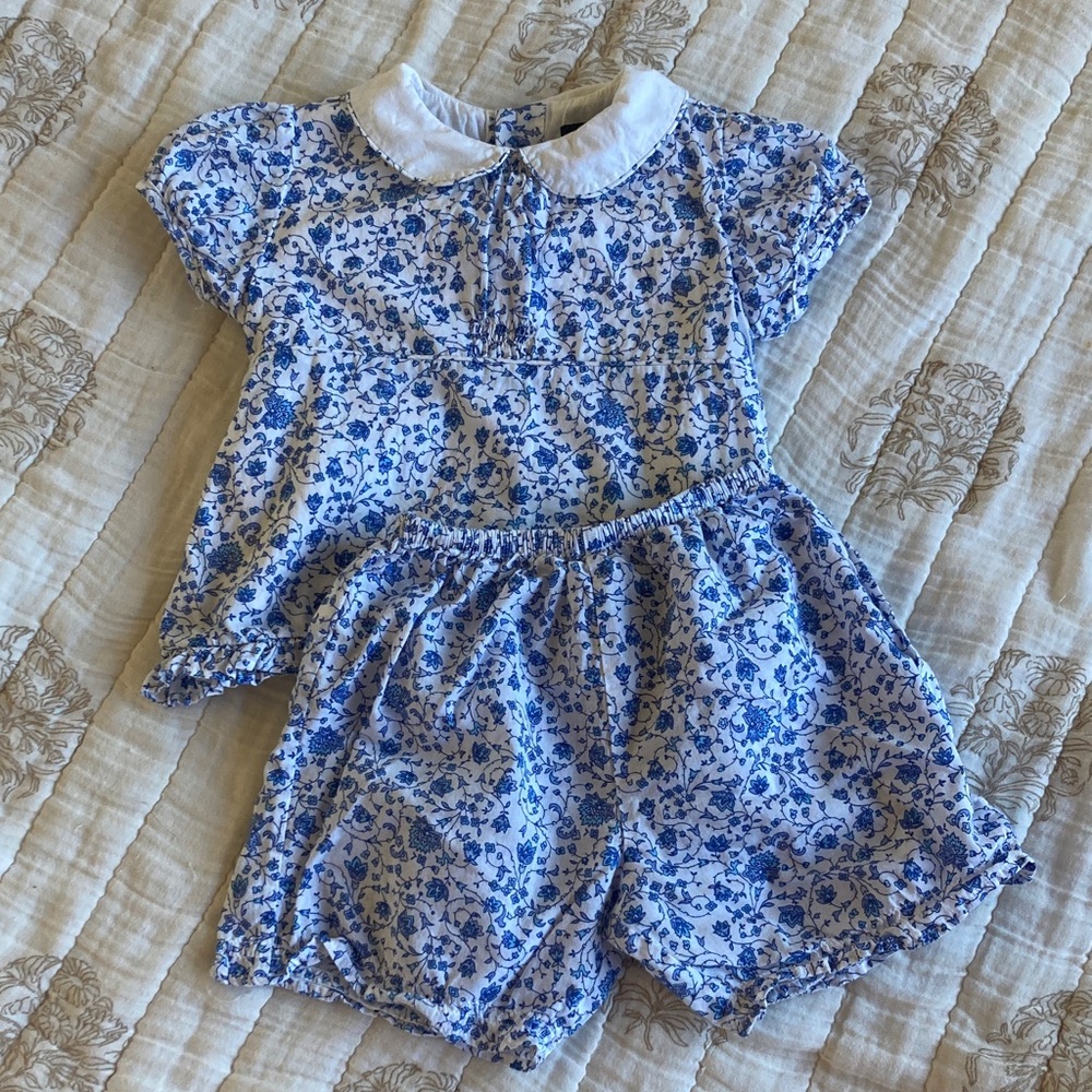Ralph Lauren Blue and White Floral Kids Matching Set
